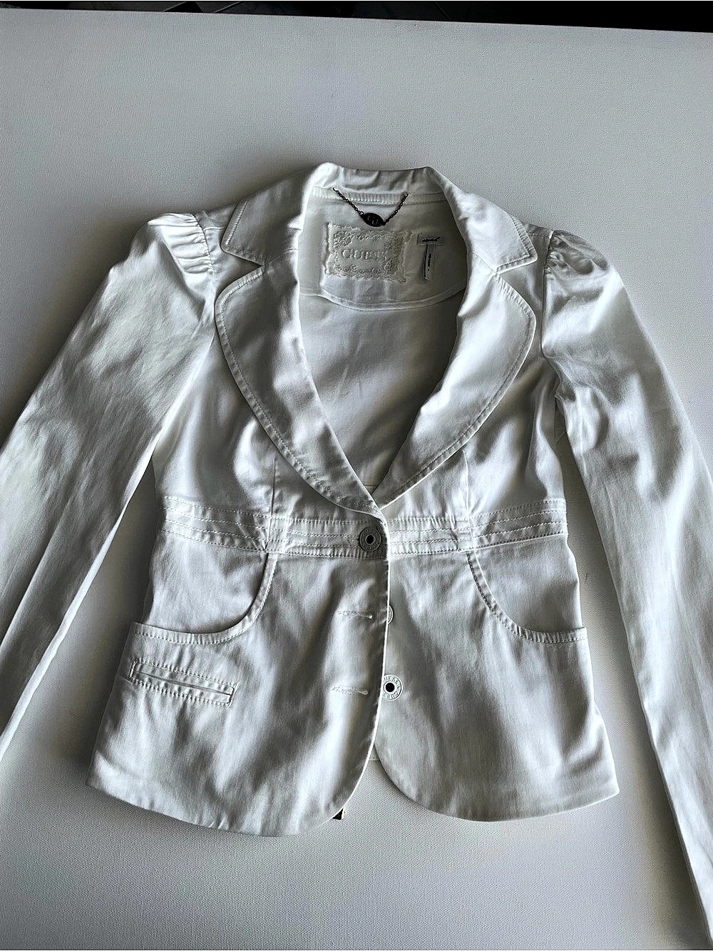 Juicy Couture White Cotton Blend Blazer Size Small
